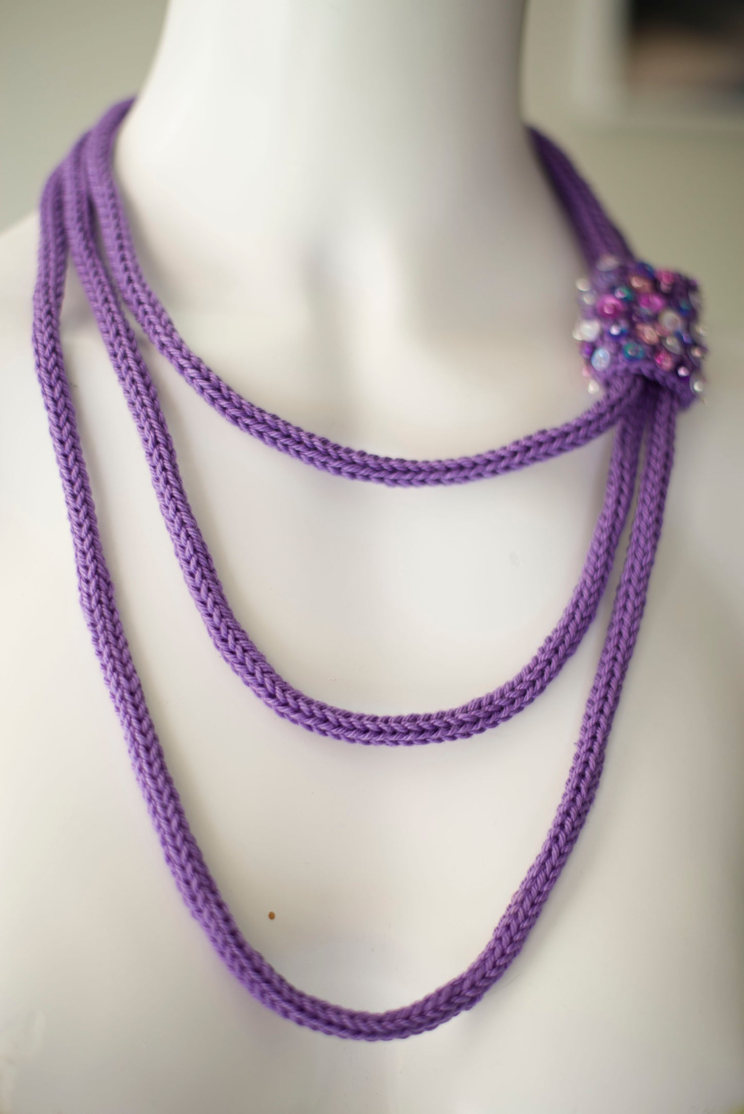 Purple cable cotton necklace