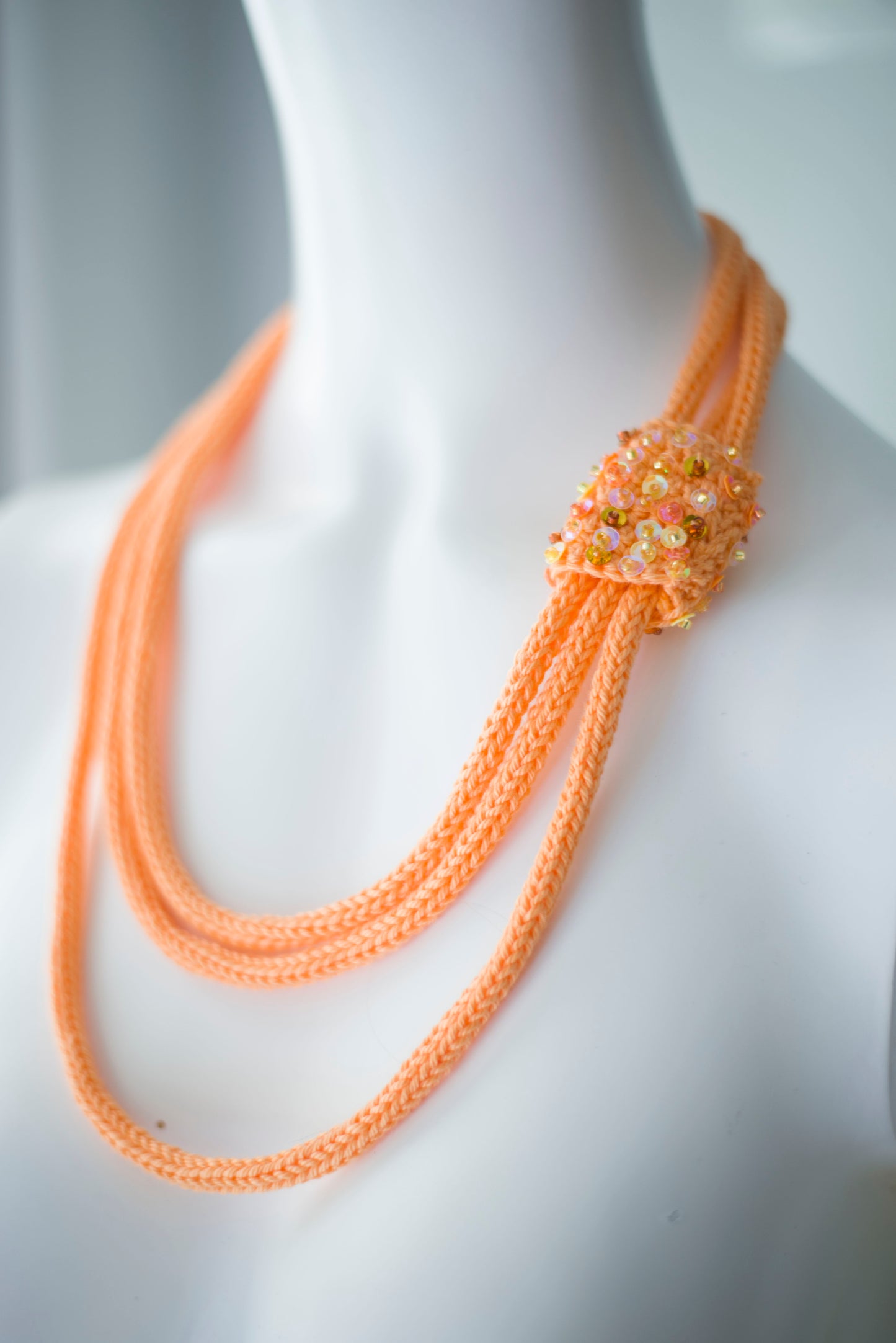 Orange cable cotton necklace