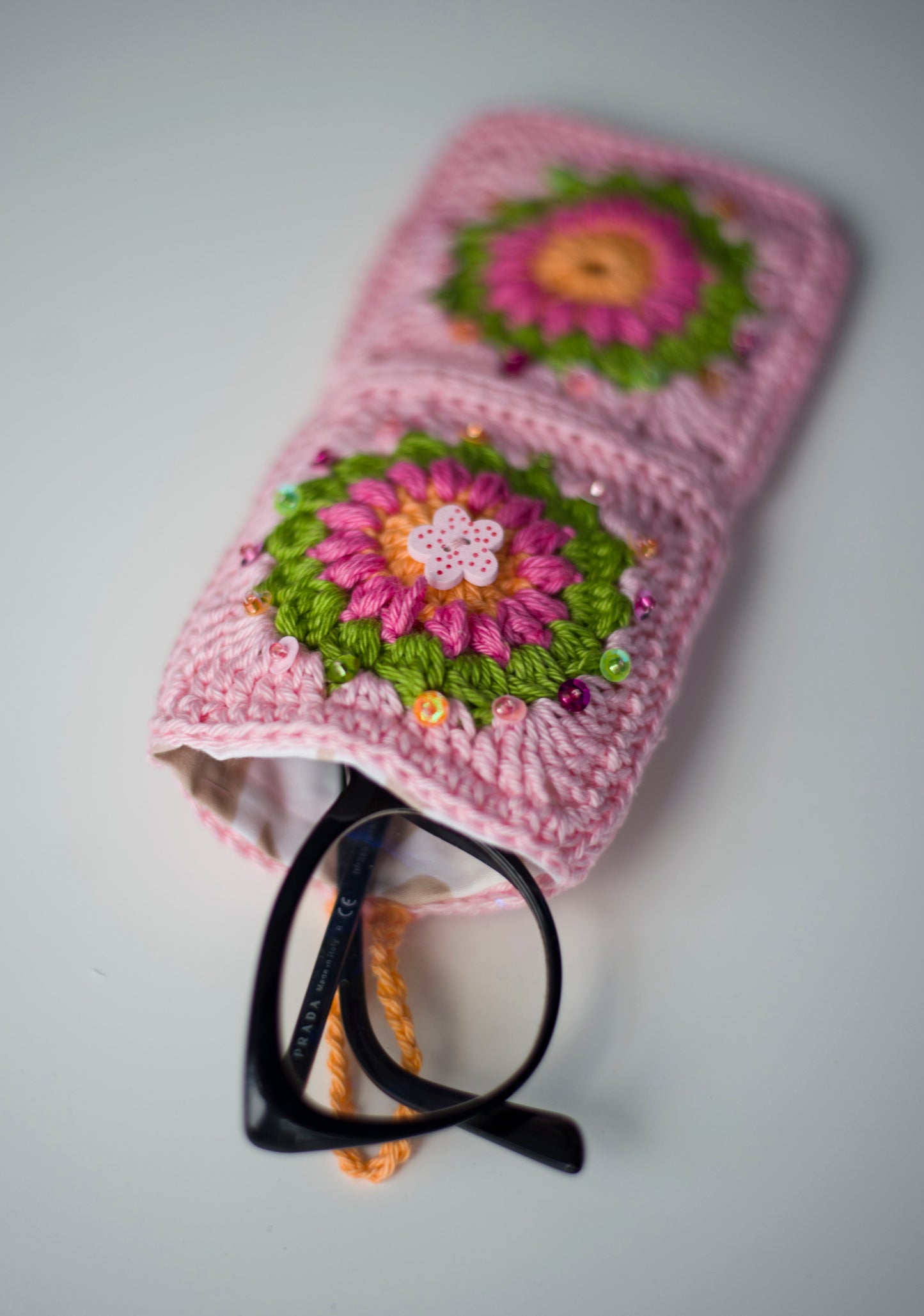 Crocheted eyewear case