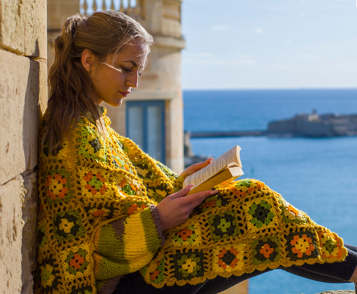 "Van Gogh Sunflowers" poncho cardigan