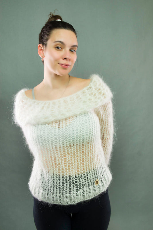 "Married To The Cloud" white sweater