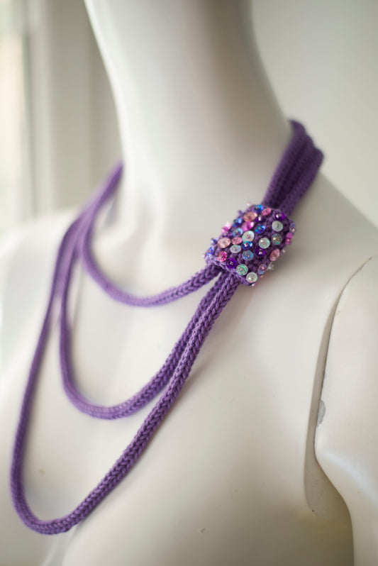 Purple cable cotton necklace