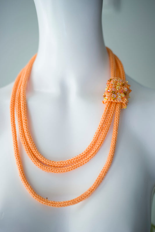 Orange cable cotton necklace