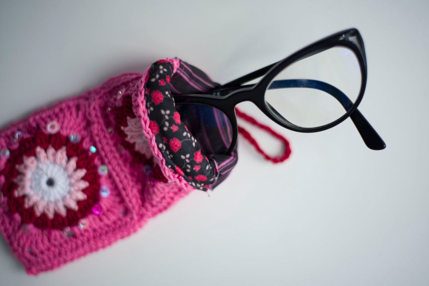 Crocheted eyewear case