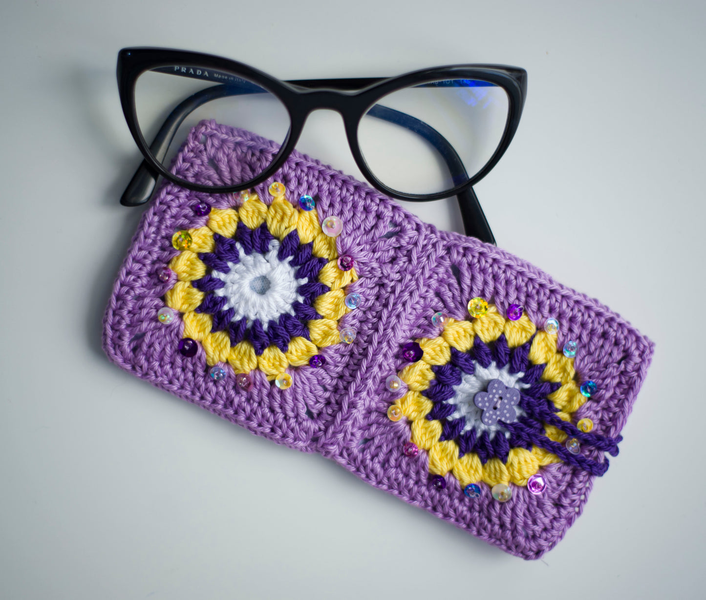 Crocheted eyewear case