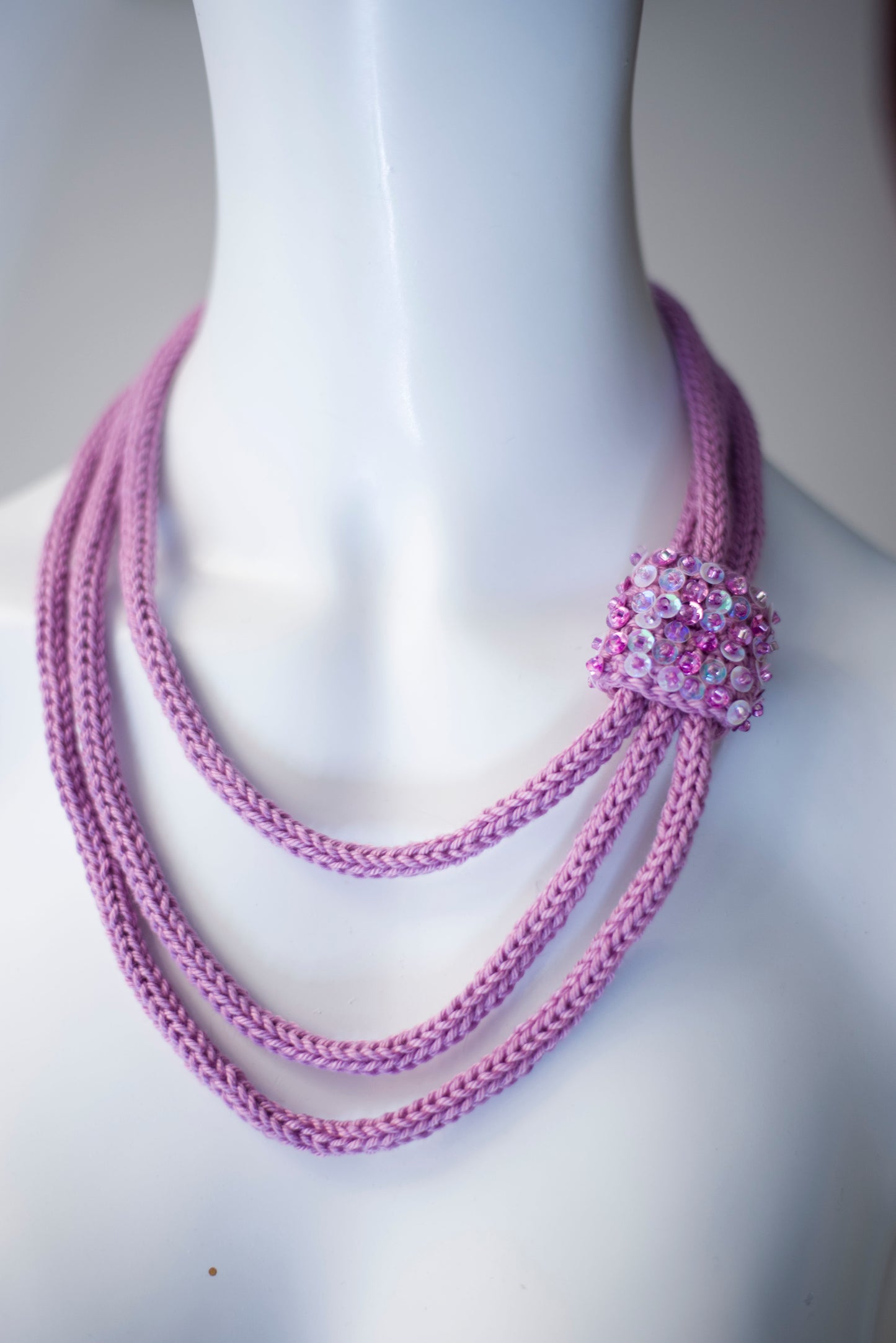 Lavender cable knit necklace