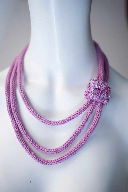 Lavender cable knit necklace