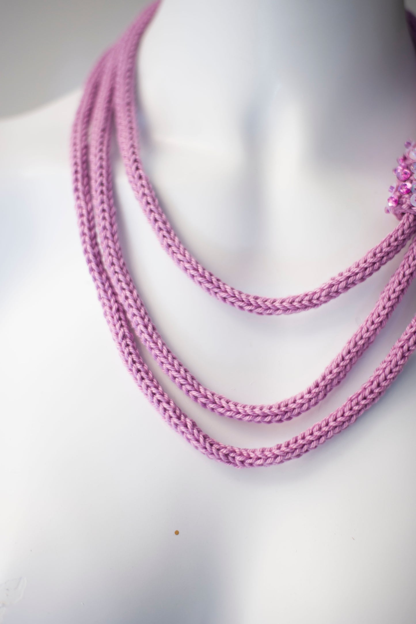 Lavender cable knit necklace