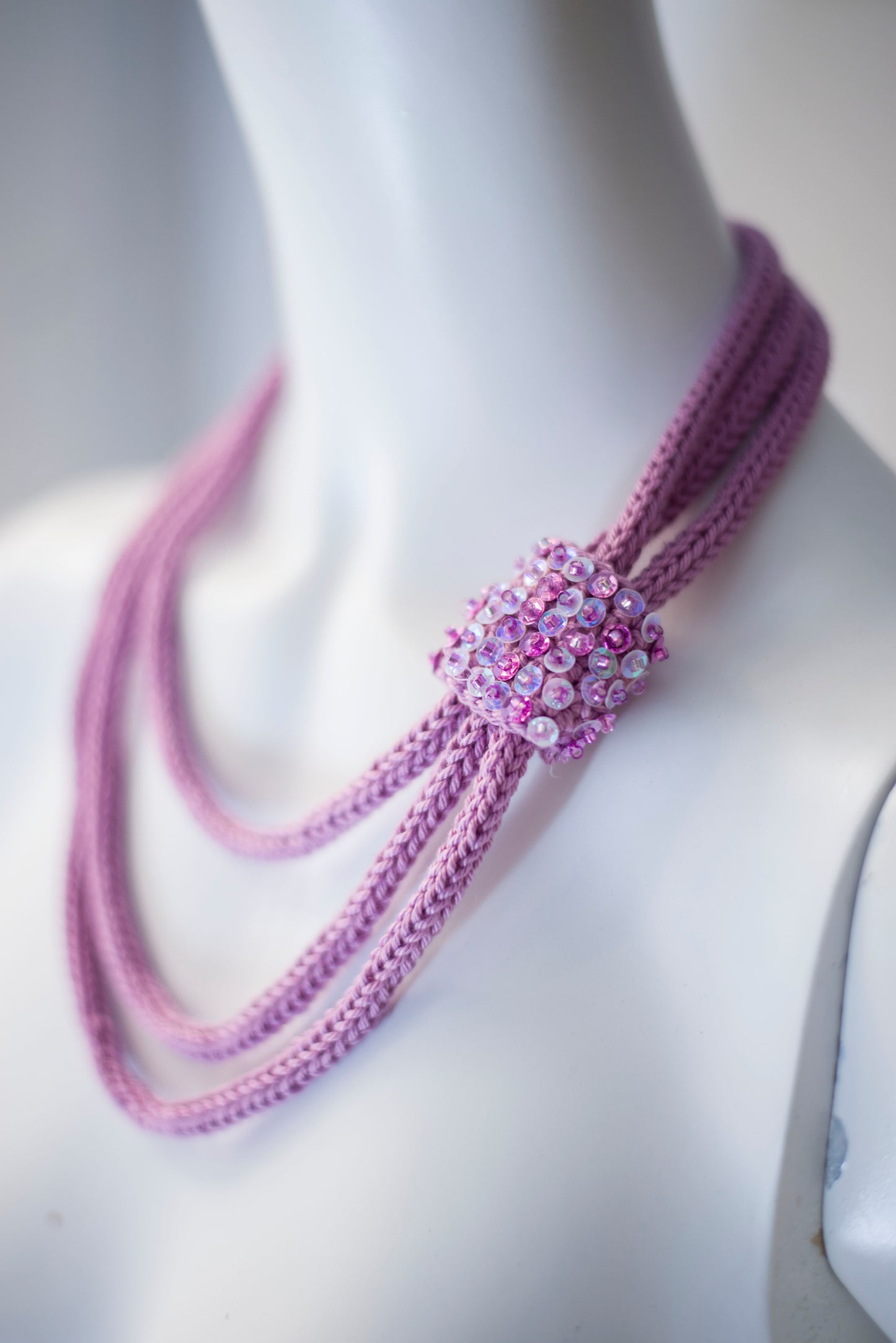 Lavender cable knit necklace