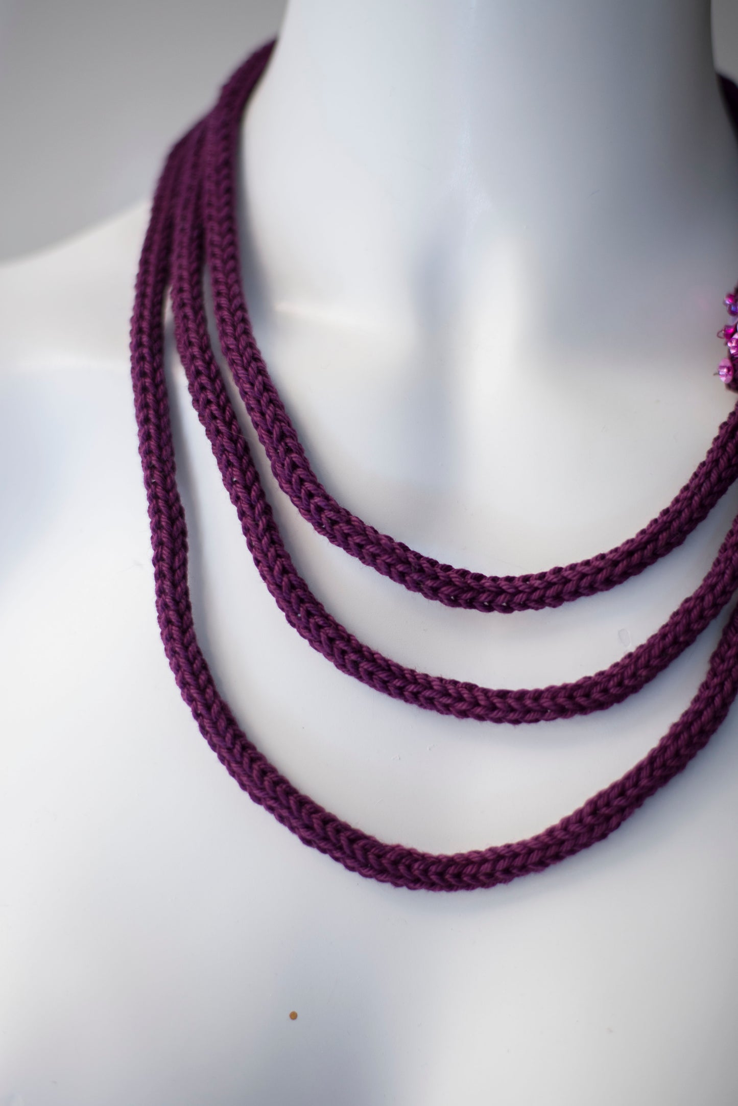 Deep purple cable knit necklace